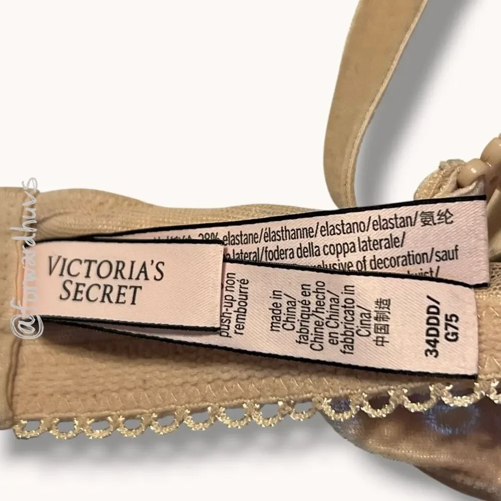 Victoria’s Secret Lace & Velvet Underwire Bra – Size 34DDD